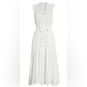Kivari White Serena Shirred Tiered Maxi Dress